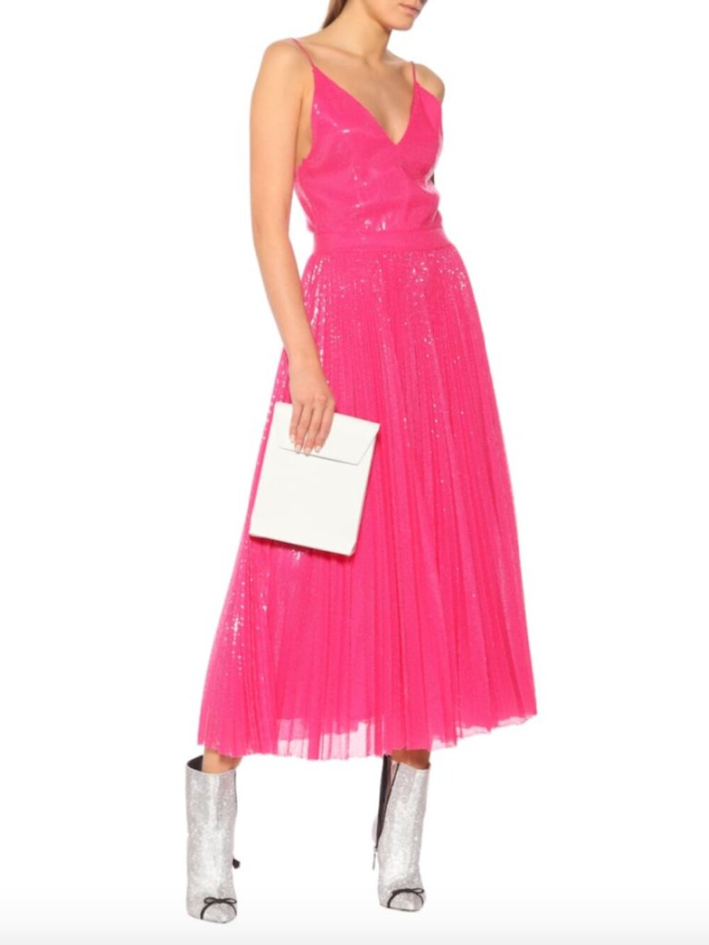 MSGM Pink Sequin Pleated Midi Dress size 38 (US 6)
